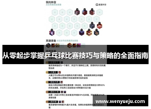 从零起步掌握乒乓球比赛技巧与策略的全面指南